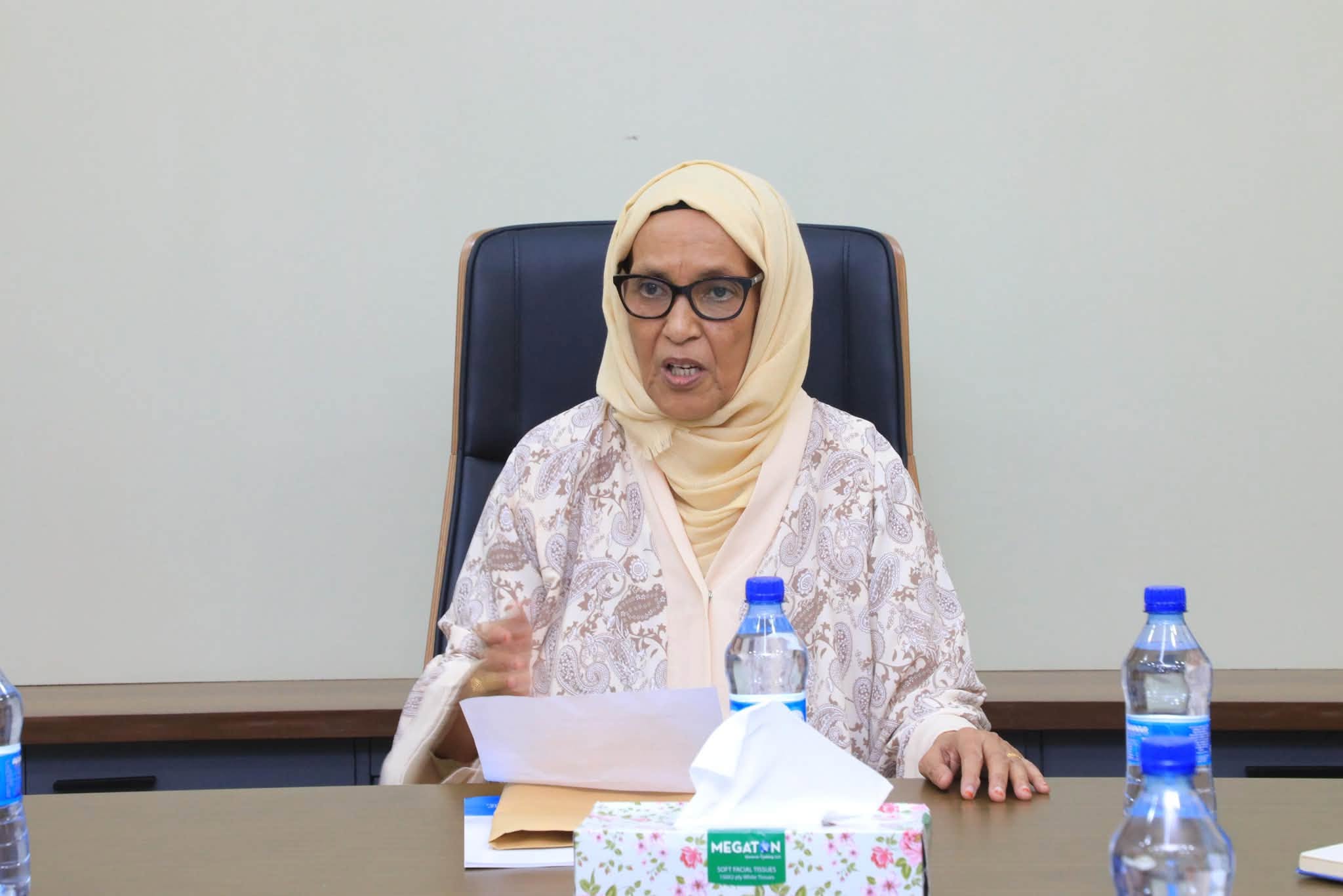 NIHRC Chairperson Dr. Maryan Qasim with UNTMIS Head Raisedon Zenenga during the meeting in Mogadishu